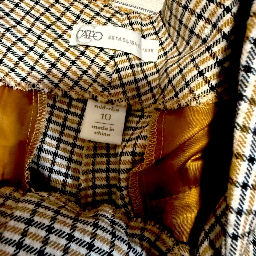 Cato Checkered Mid-Rise Trousers with Gold Lining